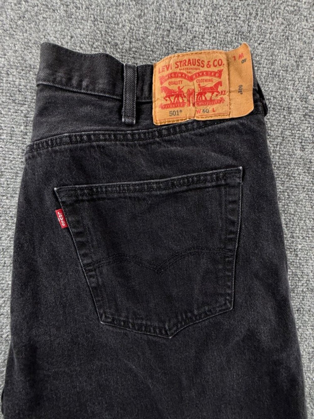 Levis 501 Jorts Jean Shorts Black Charcoal Wash Size 40 Cotton Blend Button Fly